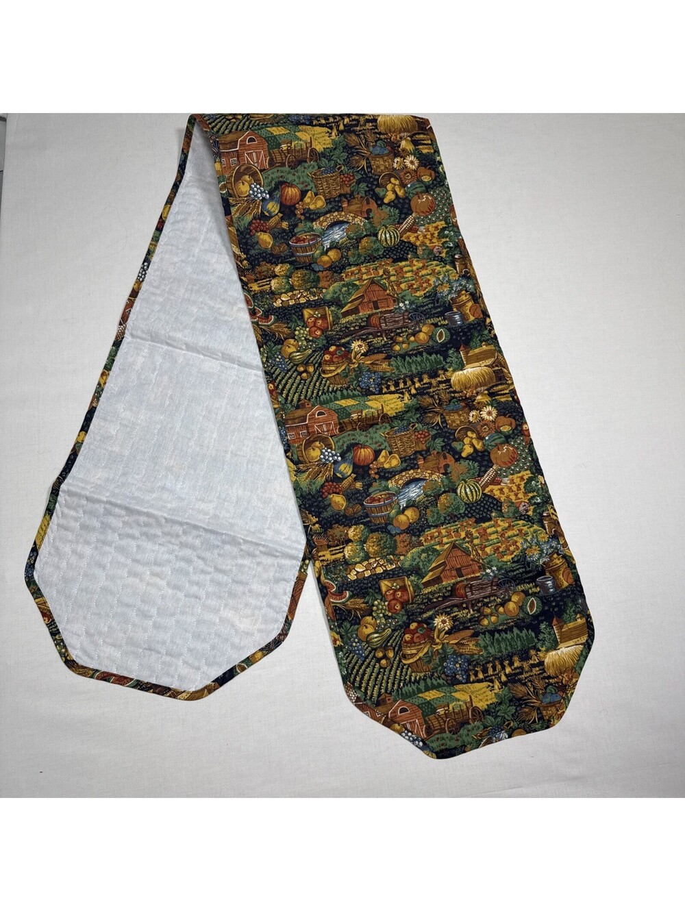 Quilted Multicolor Harvest Farm Table Runner Rectangular 69 In X 13 in